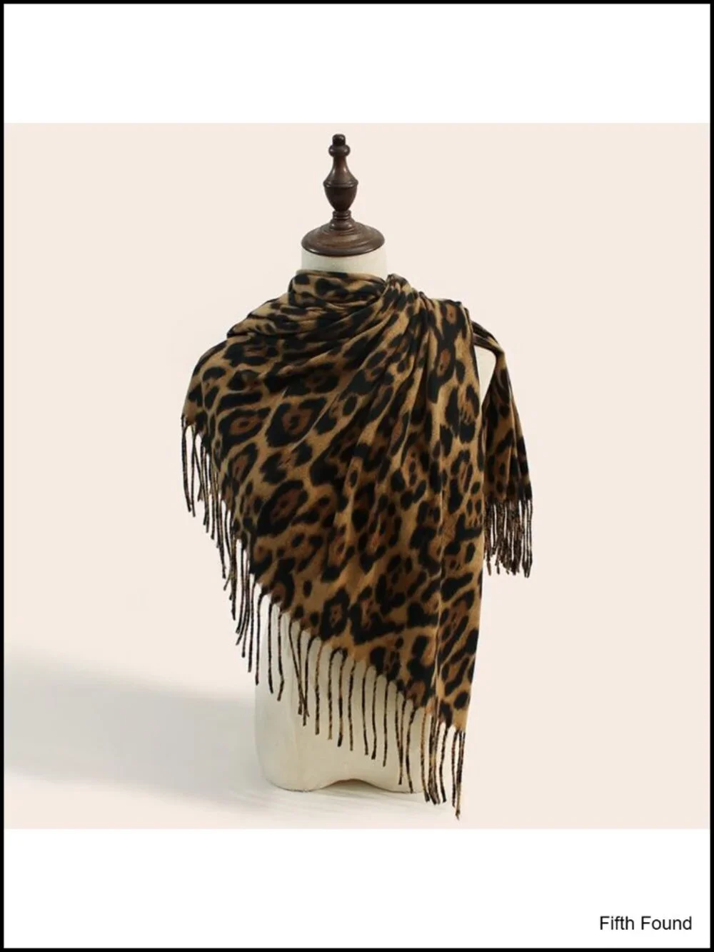 Oversized Leopard Print Scarf Tassels Polyester Shawl Wrap